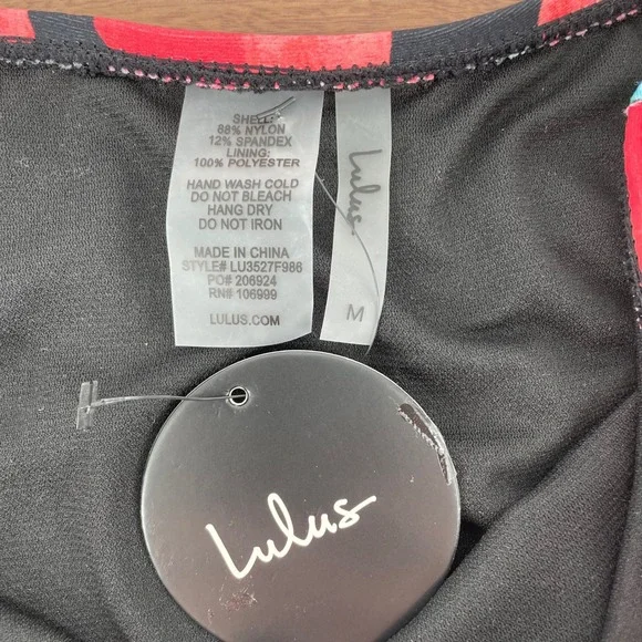 Lulus Floral Print High‎ Waisted Bikini Bottoms Red Black Blue Size M - Picture 3 of 7